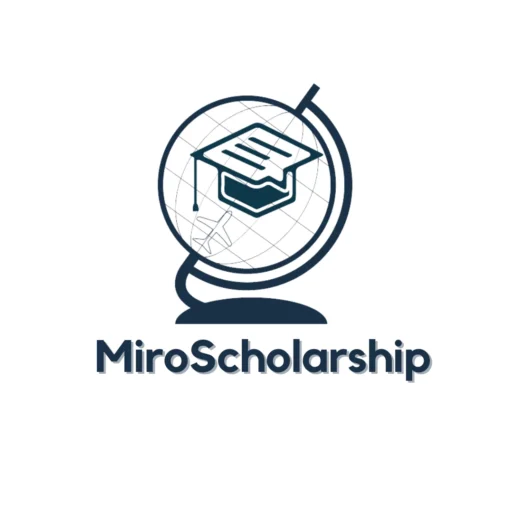 Miro Scholarship logo featuring a globe with a graduation cap and an airplane, symbolizing global education opportunities and academic success.