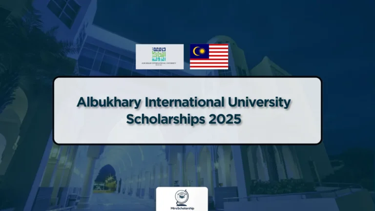 Albukhary International University campus view with modern architecture, lush greenery, and students walking around, representing a diverse learning environment.